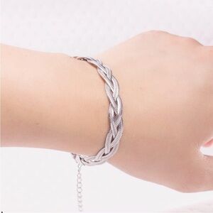 Silver Woven Infinity Chain Bracelet